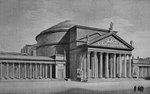 Baths and Pantheon of Agrippa reconstruction of Canina Rome Italy Marcus Stock Illustration