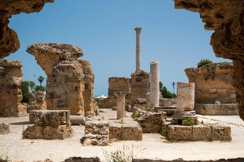 The Baths of Antoninus or Baths of Carthage in Tunis, Tunisia. These are th.. Stock Photos