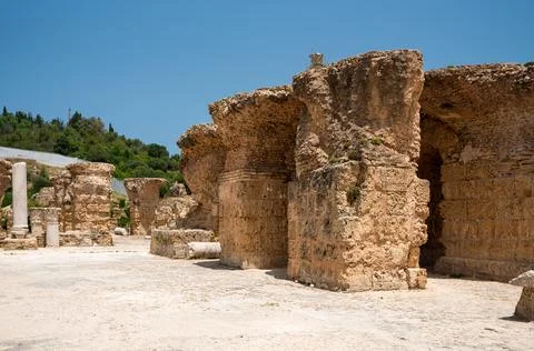 The Baths of Antoninus or Baths of Carthage in Tunis, Tunisia. These are th.. Stock Photos