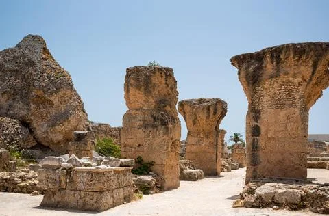 The Baths of Antoninus or Baths of Carthage in Tunis, Tunisia. These are th.. Stock Photos