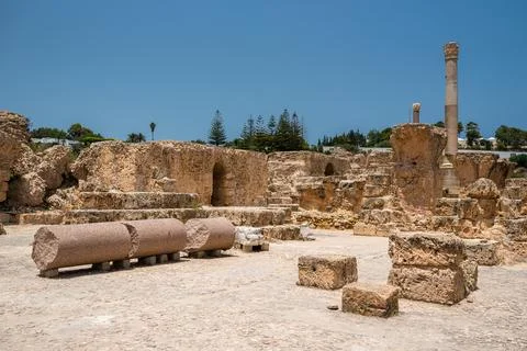 The Baths of Antoninus or Baths of Carthage in Tunis, Tunisia. These are th.. Stock Photos