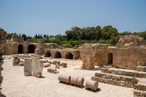 The Baths of Antoninus or Baths of Carthage in Tunis, Tunisia. These are th.. Stock Photos