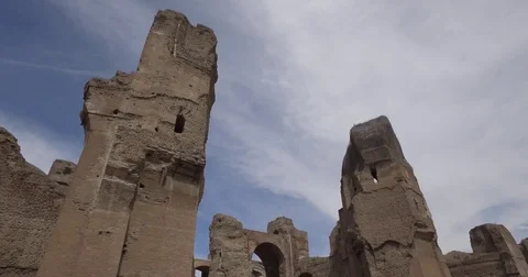 Baths of Caracalla tilt 4K Stockbeeldmateriaal 76471485