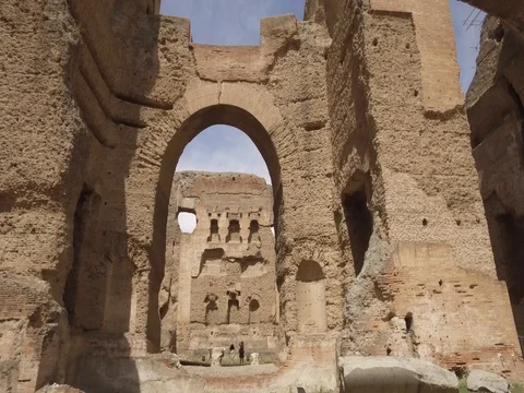 Baths of Caracalla walk side 4K Stockbeeldmateriaal 76477199