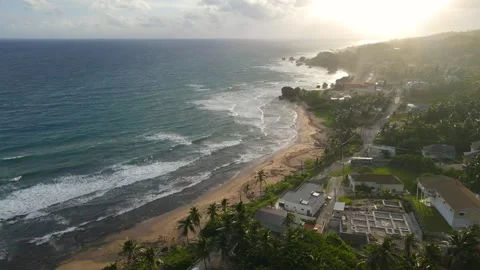 Bathsheba Beach aerial view, Barbados Video stock 324814072