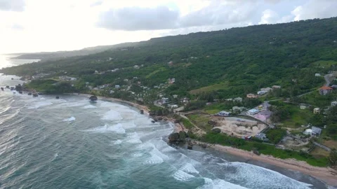 Bathsheba Beach aerial view, Barbados Stock Footage 324814337