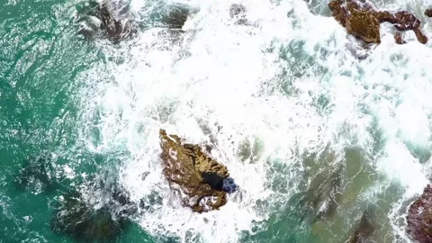 Bathsheba Rocks on Beach 01 | Barbados | Caribbean Island | Drone Footage Stock-Footage 303245037