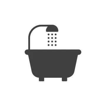 Bathtub and shower icon vector, filled flat sign, solid pictogram 스톡 일러스트
