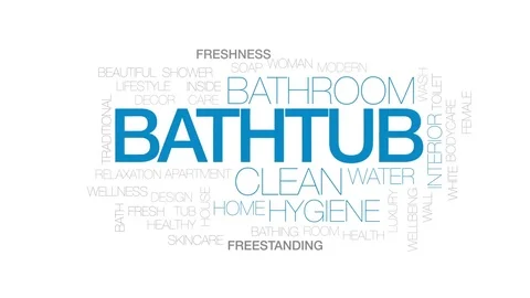 Bathtub animated word cloud, text design animation. Kinetic typography. Stock Footage 76497267