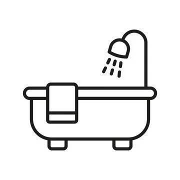Bathtub bathroom icon vector basic design simple and modern Stock Illustration