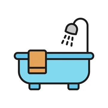 Bathtub bathroom icon vector basic design simple and modern Stock Illustration