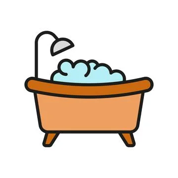 Bathtub bathroom icon vector basic design simple and modern Stock Illustration