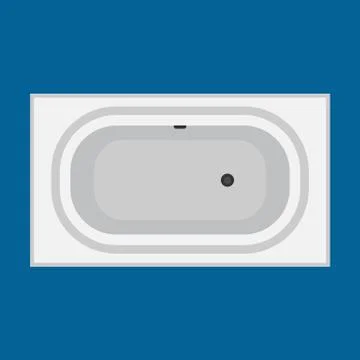 Bathtub bathroom vector icon top view design. Water hygiene cartoon interior  Stock Illustration
