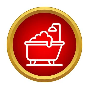 Bathtub with bubbles and shower icon Stock Illustration