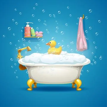Bathtub with bubbles Stock Illustration
