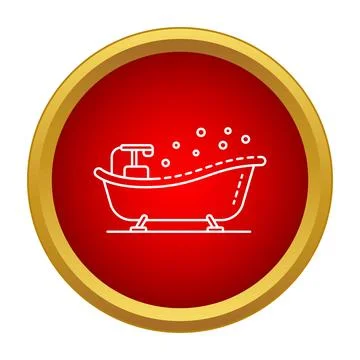 Bathtub with bubbles in red circle icon Stock Illustration