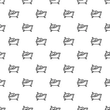 Bathtub with bubbles seamless pattern for hygiene and relaxation Stock Illustration