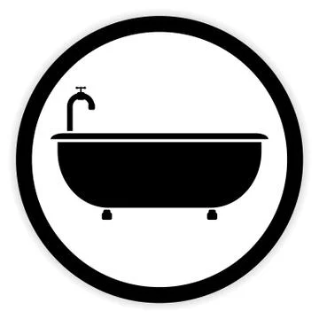Bathtub button on white. Stock Illustration