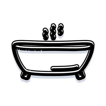 Bathtub doodle vector illustration with hot water bubbles Stock Illustration