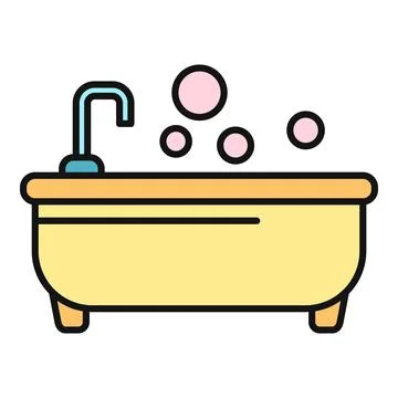 Bathtub with faucet and bubbles for bath time イラスト素材