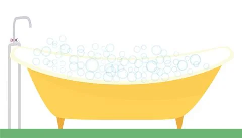 Bathtub with foam bubbles inside. Vector illustration Stock Illustration