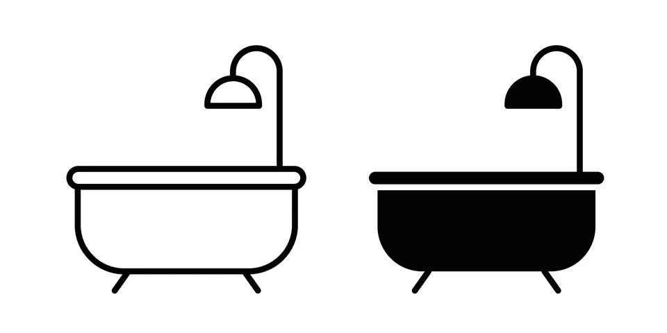 Bathtub icon bundle for website design projects Stock Illustration