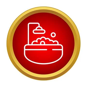 Bathtub icon with shower and bubbles Stock Illustration