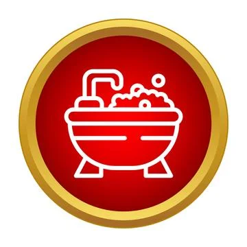Bathtub icon showing bath with bubbles and faucet 스톡 일러스트