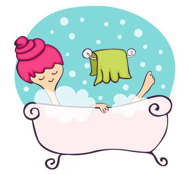 In the bathtub Stock Illustration