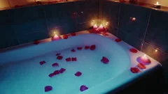 Bathtub with Romantic Scented Candles and Petals, Buildings Stock Footage  ft. bathtub & candlelight - Envato Elements