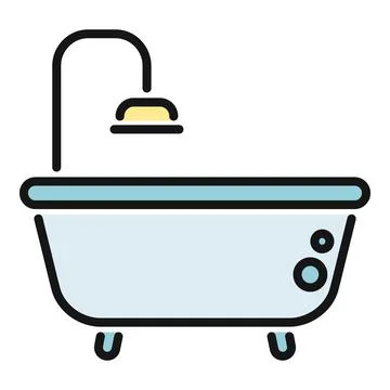 Bathtub with shower icon line vector design Stock Illustration