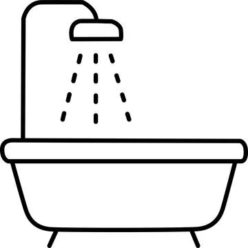 Bathtub with shower Vector Stock Illustration