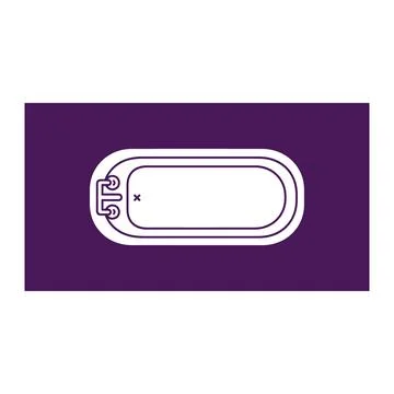 Bathtub top view plan outline on purple background Illustrazione stock