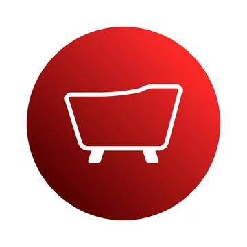 Bathtub vector icon on red gradient background, symbol of cleanliness and r.. Stock Illustration