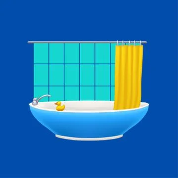 Bathtube on blue background Stock Illustration