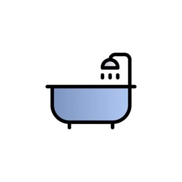 Bathtube, with, shower color gradient vector icon Stockillustratie