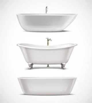 Bathtubs Realistic Set Stock Illustration
