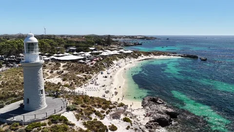 Bathurst Lighthouse And Pinky Beach From Above, Perth Western Australia Vídeo Stock 347179727