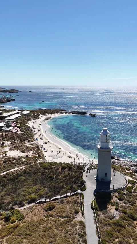 Bathurst Point Lighthouse From Above, Western Australia - Vertical Vídeos de archivo 347179685