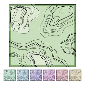 Bathymetry sea topogrphic cartoon vector graphic Stock Illustration