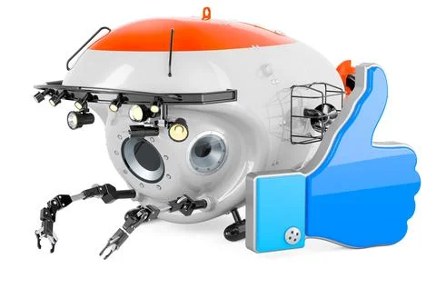 Bathyscaphe with like icon, 3D rendering Stock Illustration