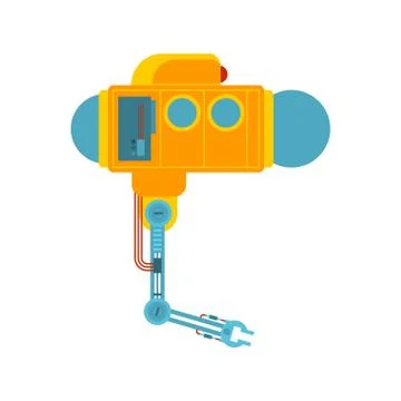 Bathyscaphe manipulator mechanical hand. Research under water. Underwater  in Stock Illustration