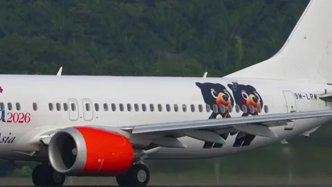 Batik Air Boeing 737-8 MAX 9M-LRM takeoff roll at Kuala Lumpur Airport Stock Footage 336864585