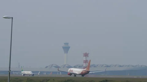 Batik Air Boeing 737-800 PK-LBK taking off from Kuala Lumpur airport Stock Footage 346978134