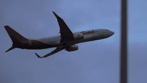 Batik Air Boeing 737 Taking Off at Dusk Stock Footage 335186353