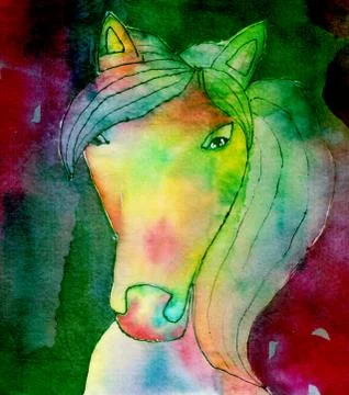 Batik artwork of a horse Stock Illustration