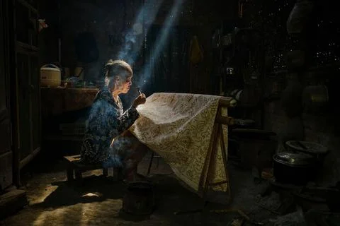 BATIK WITH CANTING Stock Photos