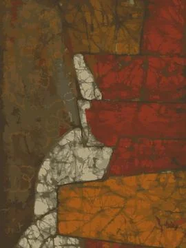 Batik design with energetic flow and sober colors. Stock Illustration