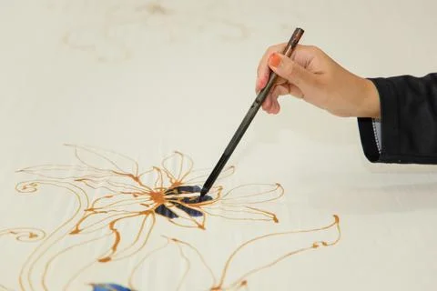 Batik design motif and pattern. traditional Malaysian fabric Stock Photos