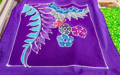 Batik design motif and pattern. traditional Malaysian fabric Stock Photos